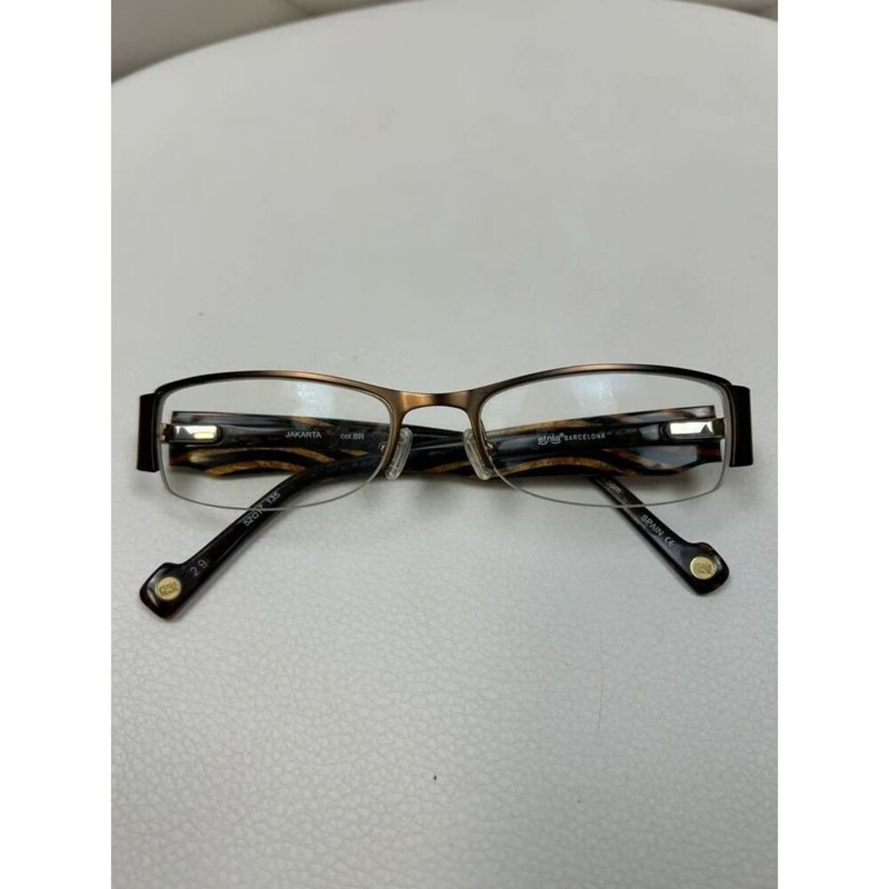 Etnia Barcelona Jakarta Brown Tortoise Semi-Rimless Rectangular Frames 52-17-135